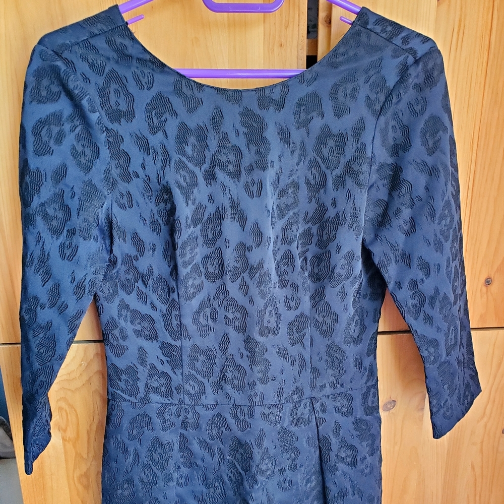 Zara Dark Blue With Black Patterned 3/4 Sleeve Romper size XS